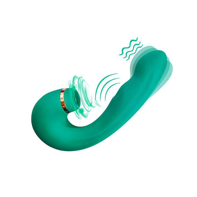 Imagem referente ao produto VIBRADOR DE PONTO G E CLITÓRIS COM DEDILHAR E SUGADOR - 35552